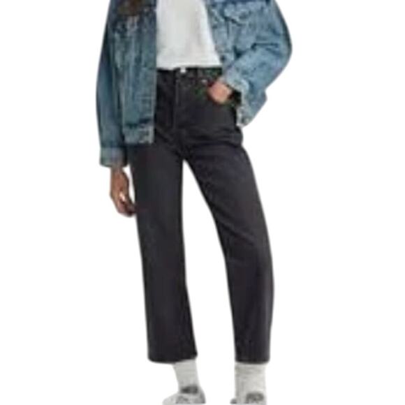 Levi's Ribcage Straight Jeans Joli Thorax Droit Black Wash Size 28 French Levi's - Picture 1 of 11